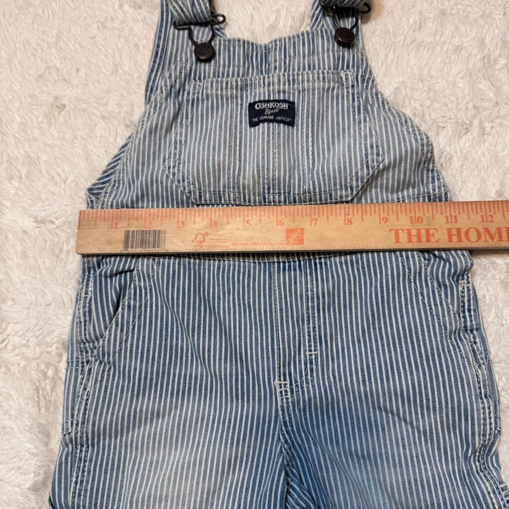 Vintage OshKosh B’Gosh Blue & White Pinstripe Overalls | Size 2T | Made in USA - Picture 3 of 6